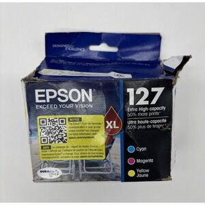 Epson 127 XL Ink Cartridge Set Cyan Magenta Yellow Open Box Exp 03/2026
